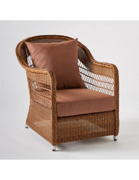 BIARRITZ garden armchair RESINE CHATAIGNE terracotta fabric