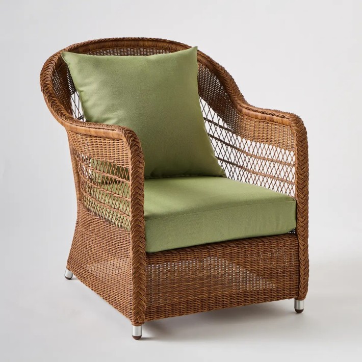 Fauteuil de jardin BIARRITZ RESINE CHATAIGNE tissu vert