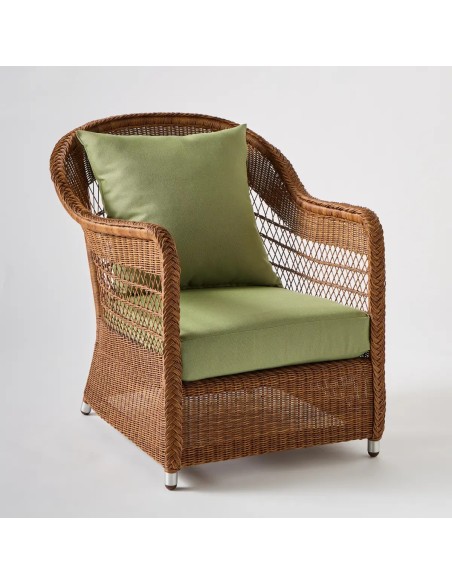 BIARRITZ garden armchair RESINE CHATAIGNE green fabric