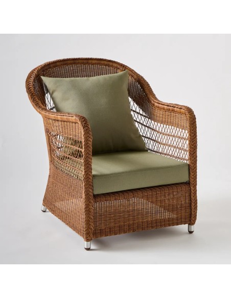 BIARRITZ garden armchair RESIN CHESTnut algue fabric