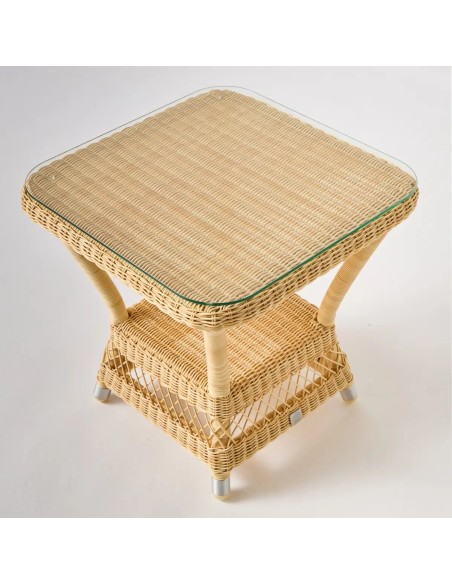 Optional glass slab Biarritz square coffee table natural resin