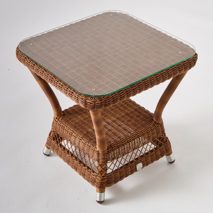 Optional glass slab Biarritz square coffee table châtaigne resin