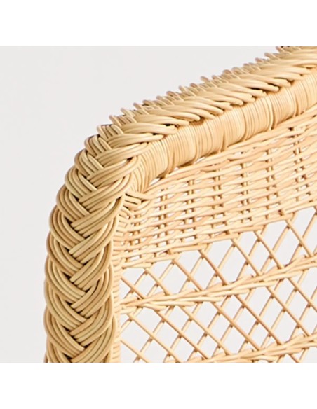 Detail of braided armrest, outdoor table armchair BIARRITZ NATURAL RESIN