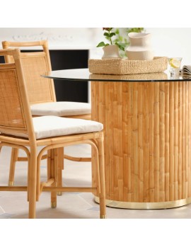 Boucle rattan footstool 2