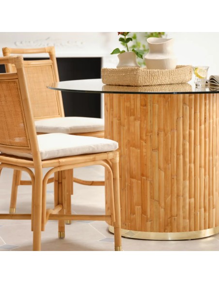 Riviera round dining table base with glass top