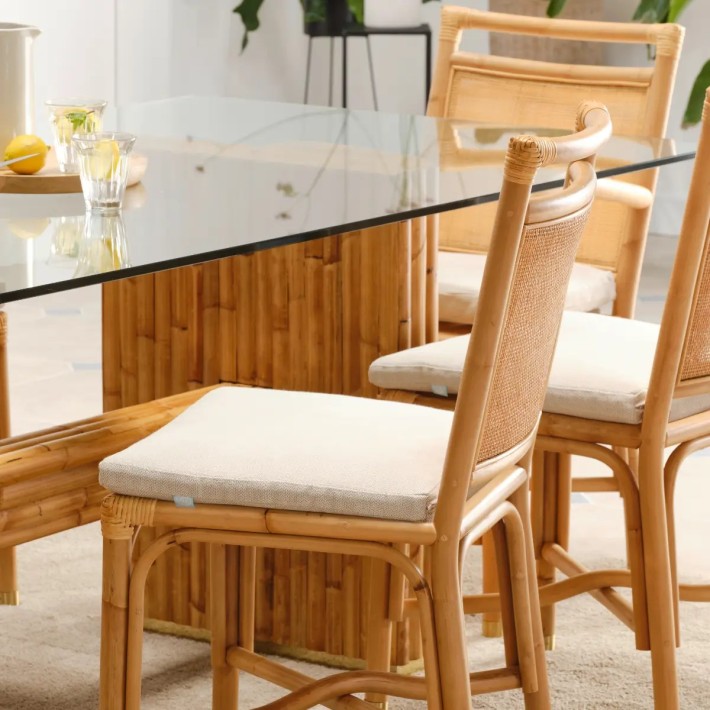 Zoom glass top on base for Riviera rectangular rattan dining table