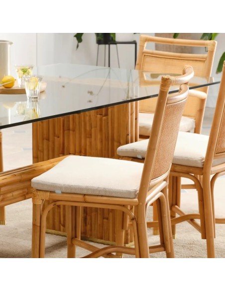 Zoom glass top on base for Riviera rectangular rattan dining table