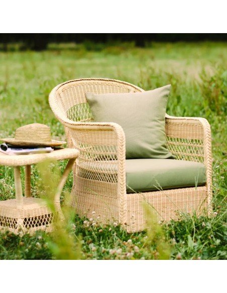 Ambiance natural biarritz resin armchair green fabric