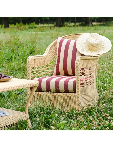 Ambiance natural biarritz resin armchair burgundy stripes fabric