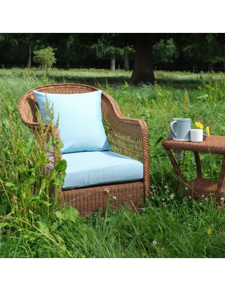 Ambiance Biarritz chestnut armchair with aqua fabric
