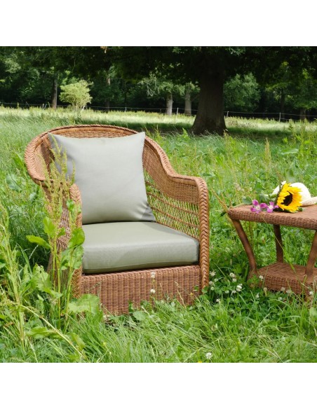 Ambiance Biarritz chestnut armchair with aqua fabric