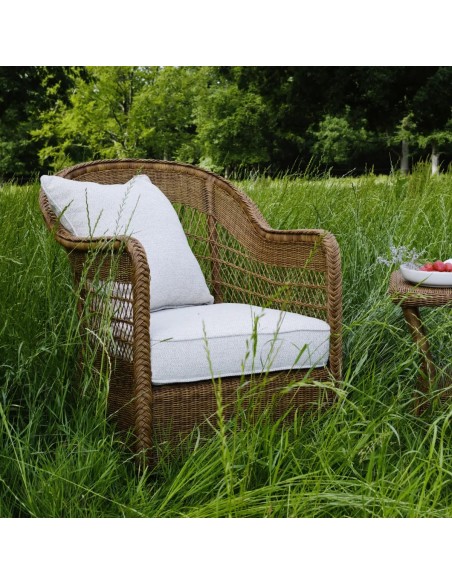 Ambiance fauteuil Biarritz châtaigne avec tissu chenille gris