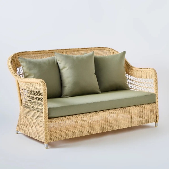 Natural Biarritz 2-seater sofa with seaweed fabric