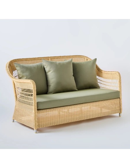 Natural Biarritz 2-seater sofa with seaweed fabric