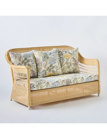 Canapé 2 places Biarritz naturel avec tissu bouquet beige