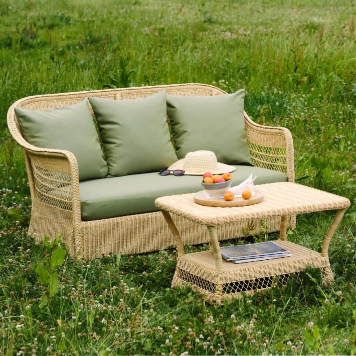 Ambiance 2-seater Biarritz sofa in seaweed fabric