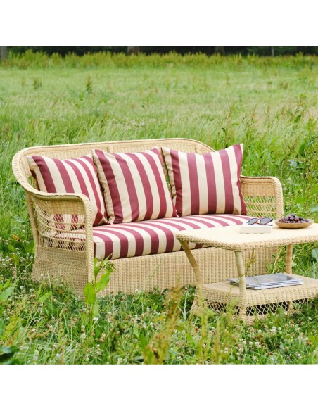 Ambiance fauteuil Biarritz naturel tissu rayures bordeaux