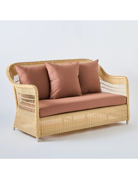 Canapé 2 places Biarritz naturel avec tissu terracota