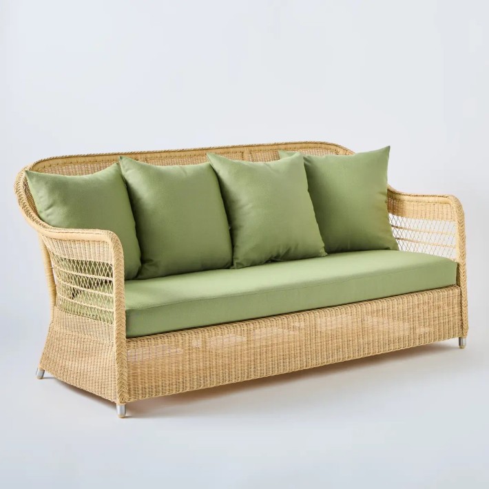 3-seater sofa in BIARRITZ natural-colored resin with choice of fabrics