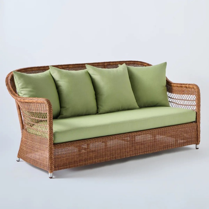 Outdoor resin sofa Biarritz chestnut green fabric
