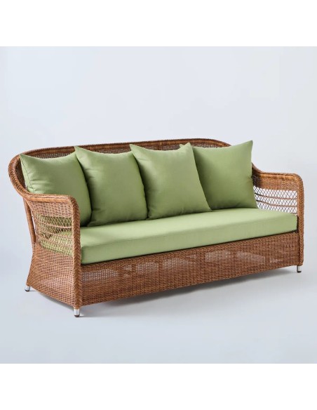 Outdoor resin sofa Biarritz chestnut green fabric