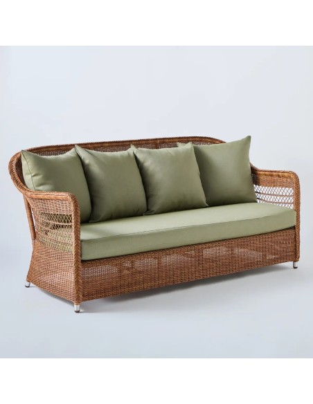 Outdoor sofa in Biarritz resin chestnut seaweed fabric