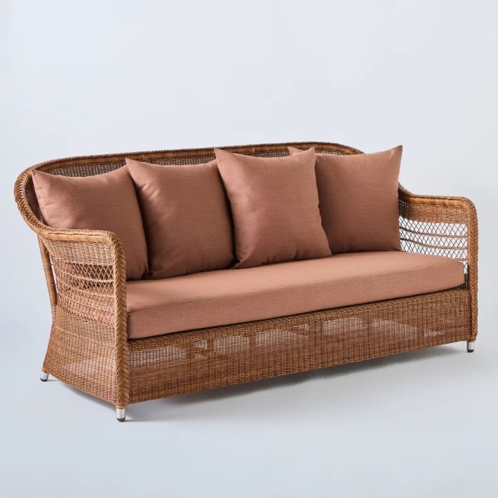 Outdoor sofa in Biarritz resin chestnut terracotta fabric