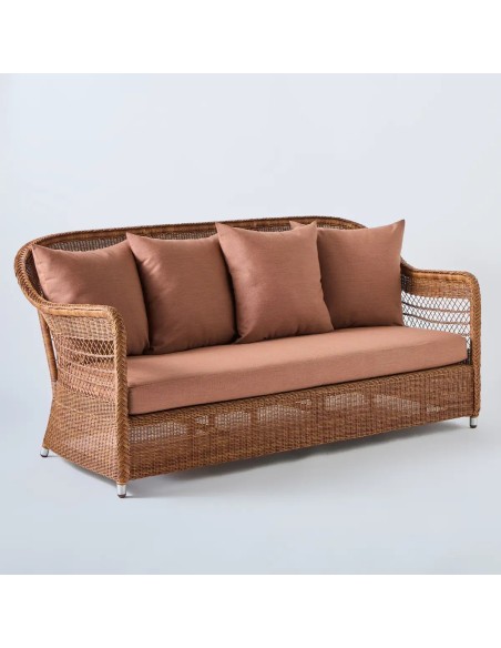 Outdoor sofa in Biarritz resin chestnut terracotta fabric