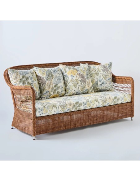 Canapé d'extérieur en résine Biarritz châtaigne tissu bouquet beige