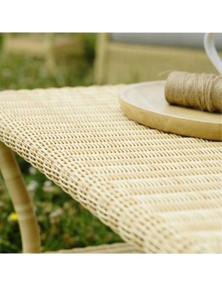 Zoom braided resin coffee table top for outdoor Biarritz natural