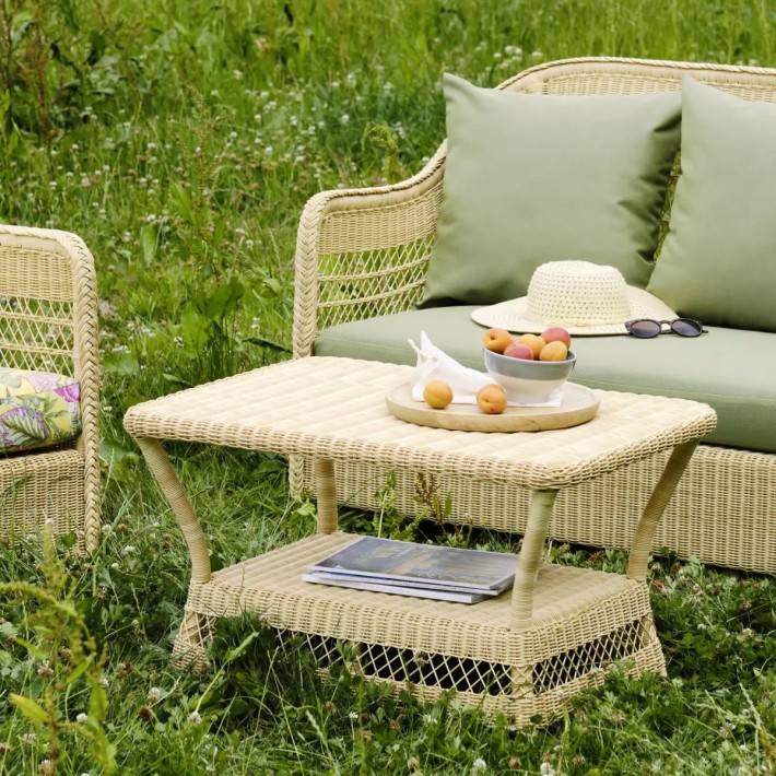 Ambiance table basse rectangulaire de jardin collection Biarritz naturelle