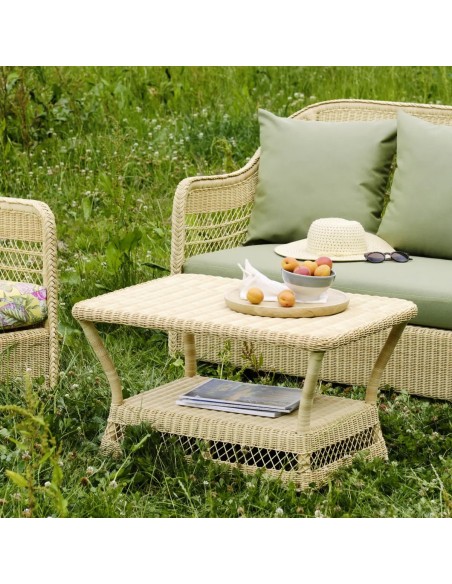 Ambiance table basse rectangulaire de jardin collection Biarritz naturelle