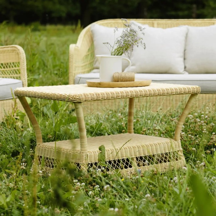 Table basse rectangulaire en résine pour le jardin Biarritz couleur naturelle