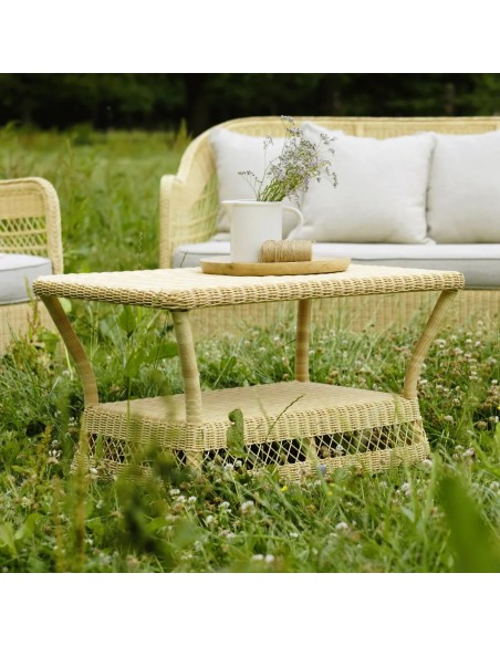 Rectangular resin coffee table for the garden Biarritz natural colour