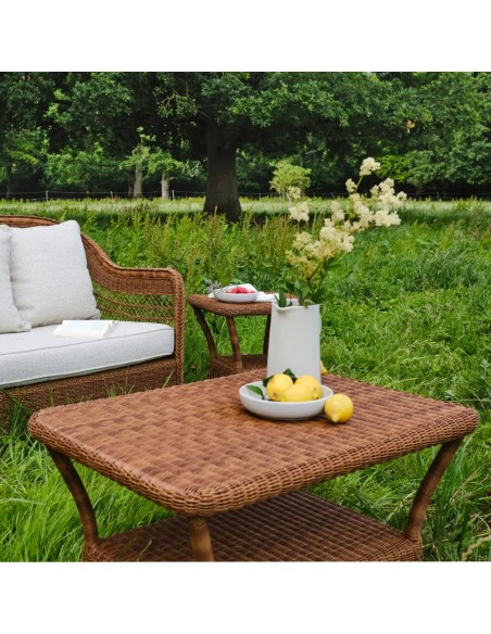 Table basse d'extérieur rectangulaire en résine châtaigne collection Biarritz