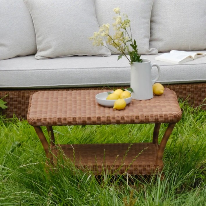 Ambiance rectangular coffee table in chestnut-coloured resin, Biarritz collection