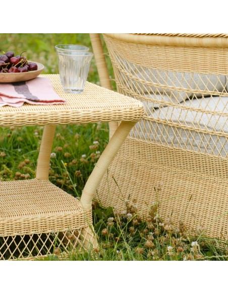 Ambiance square resin garden coffee table in natural colour