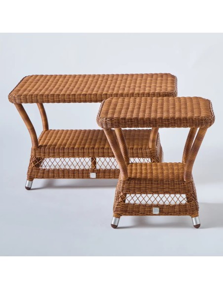 Set of outdoor coffee tables in chestnut resin, Biarritz collection