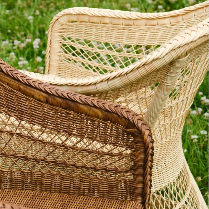 Zoom braided resin outdoor table armchair Biarritz collection