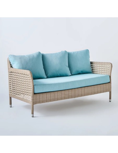 2-seater resin garden sofa Antibes reef aqua fabric
