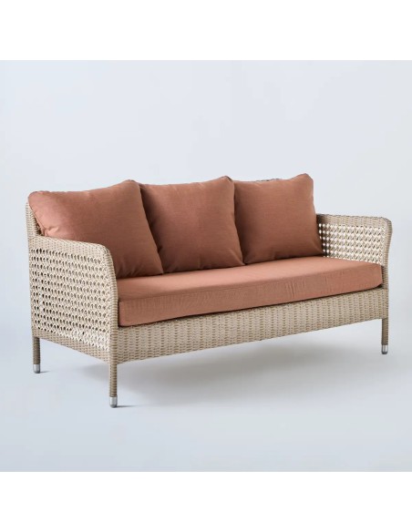 2 seater resin garden sofa Antibes recif terracotta fabric