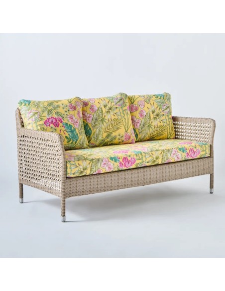 2-seater resin garden sofa Antibes reef fabric bouquet yellow