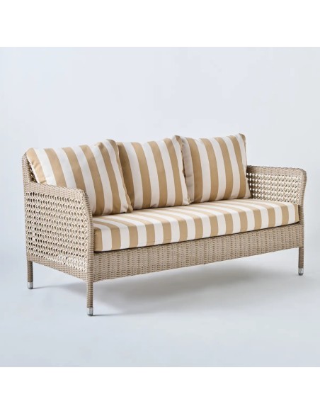 2-seater resin garden sofa Antibes reef fabric beige stripes