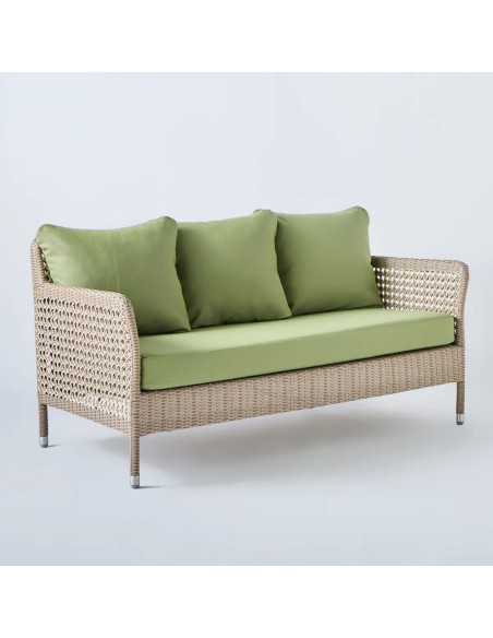 2-seater resin garden sofa Antibes reef green fabric