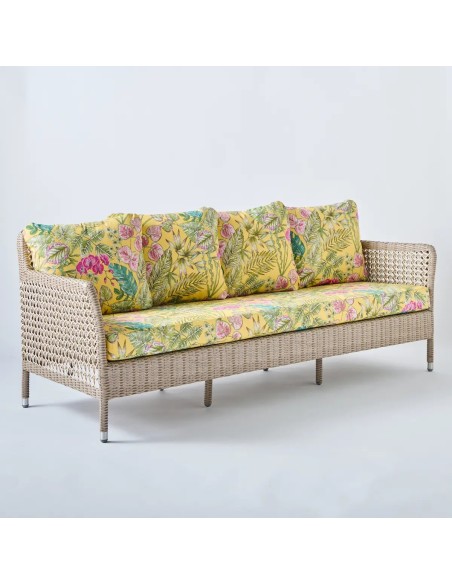 3-seater outdoor sofa Antibes recif fabric bouquet yellow
