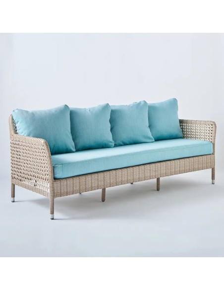 Canapé 3 places pour extérieur Antibes récif tissu aqua