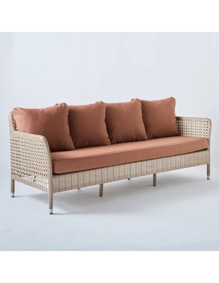 Canapé 3 places pour extérieur Antibes récif tissu terracotta