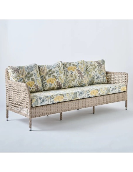 Canapé 3 places pour extérieur Antibes récif tissu bouquet gris