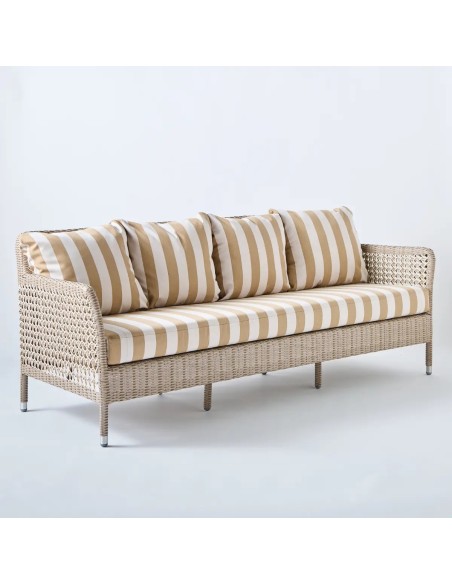 3-seater outdoor sofa Antibes récif fabric beige stripes