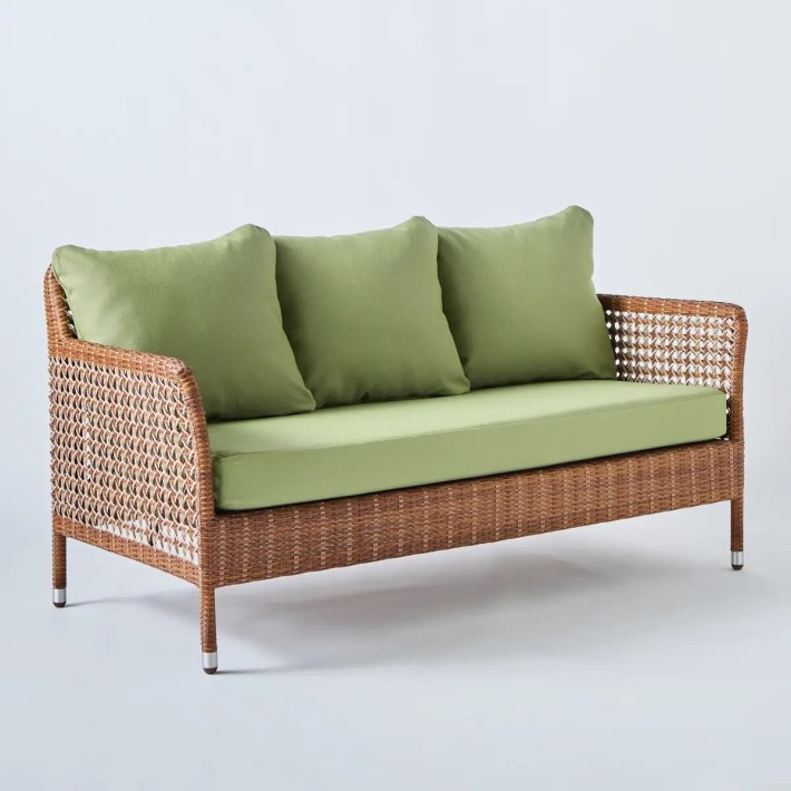 Fauteuil de jardin 2 places Antibes latérite tissu vert